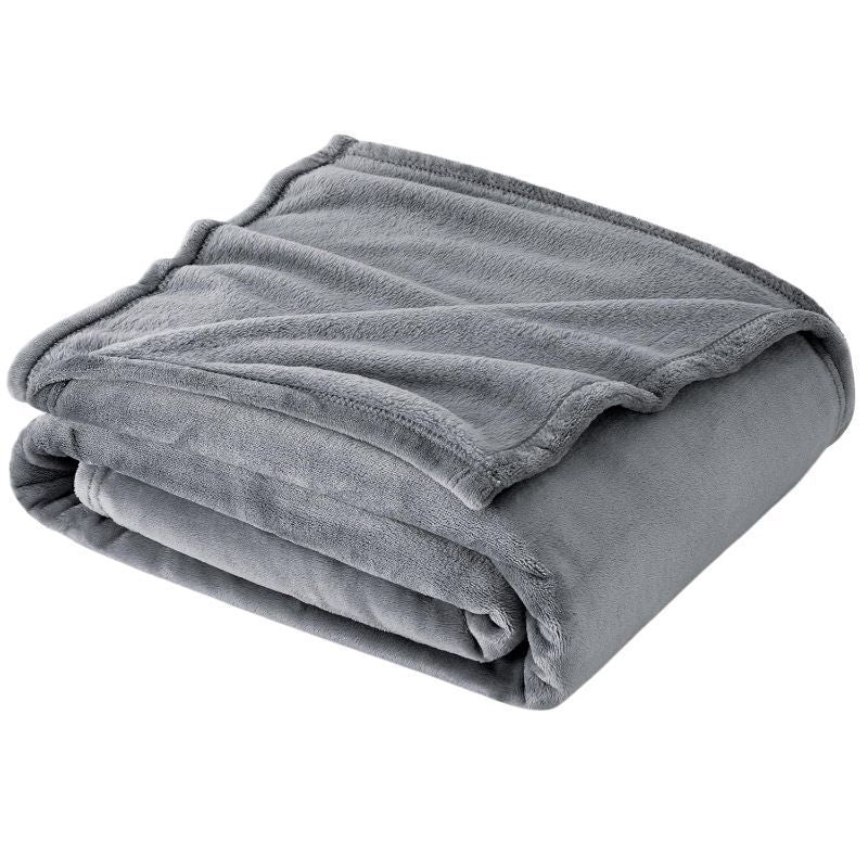 Premium Flannel Fleece Throw Rug, Fluffy Warm Cozy Blanket For Bed, Sofa And Daily Snuggling, Silver Grey, 150X200cm, Size L, Durable Household Textile