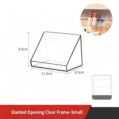 Acrylic Cosmetic Storage Organiser, Slant Open Clear Makeup Box For Vanity & Bathroom Mirror Cabinet, Small Size, Neat Storage For Brushes & Lipsticks
