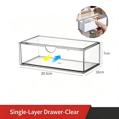 Clear Single Layer Drawer Organiser, Acrylic Makeup Storage Tray Without Dividers, For Bathroom Cabinet & Dressing Table