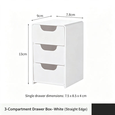 White 3 Grid Small Drawer Organiser, Acrylic Cosmetic Storage Box For Vanity And Bathroom Cabinet