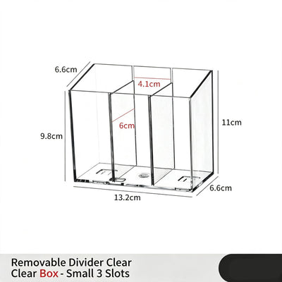 Adjustable Divider Clear Storage Box, 3 Small Compartments, Acrylic Cosmetic Organiser For Vanity
