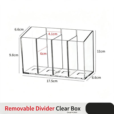 Adjustable Divider Clear Storage Box, 4 Medium Compartments, Acrylic Cosmetic Organiser For Vanity