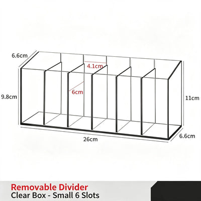 Adjustable Divider Clear Storage Box, 6 Large Compartments, Acrylic Cosmetic Organiser For Vanity