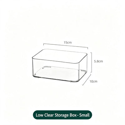 Low Profile Clear Storage Box, Small Size Acrylic Cosmetic Tray For Mirror Cabinet