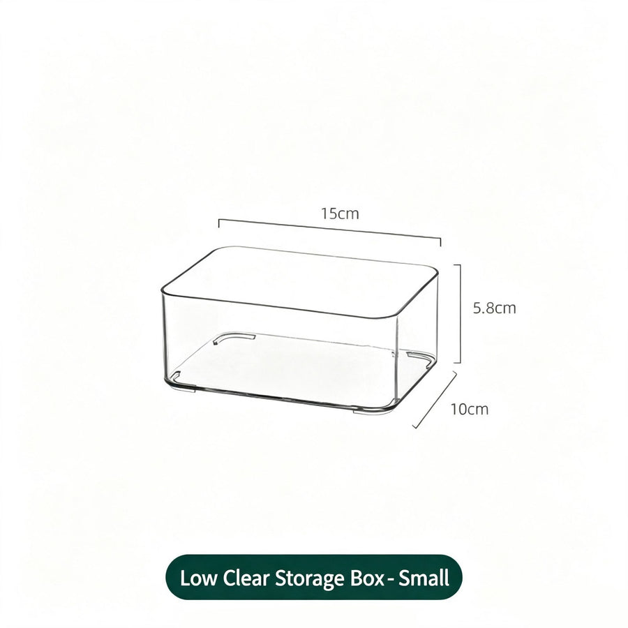 Low Profile Clear Storage Box, Small Size Acrylic Cosmetic Tray For Mirror Cabinet