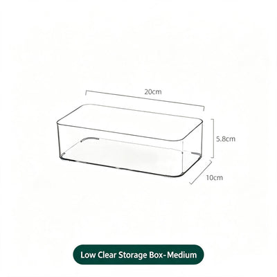 Low Profile Clear Storage Box, Medium Size Multi-Purpose Acrylic Vanity Organiser