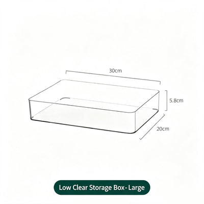 Low Profile Clear Storage Box, Large Size Spacious Acrylic Vanity Organiser