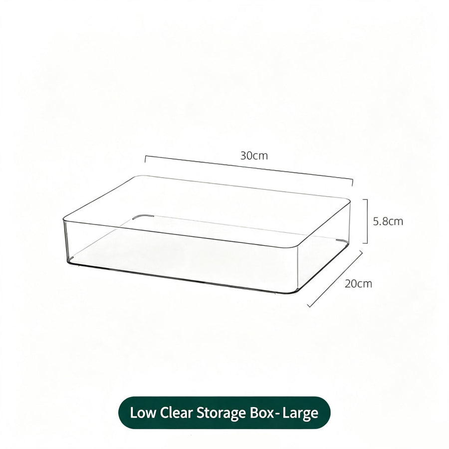 Low Profile Clear Storage Box, Large Size Spacious Acrylic Vanity Organiser