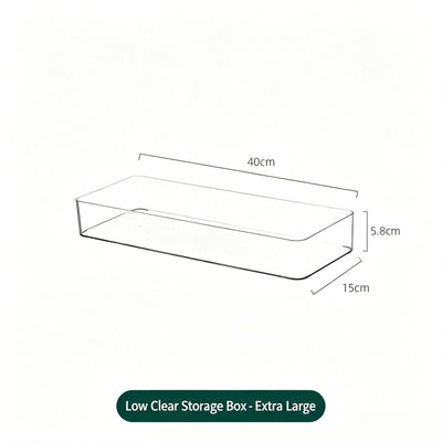 Low Profile Extra Long Clear Storage Box, Acrylic Organiser For Bathroom Mirror Cabinet
