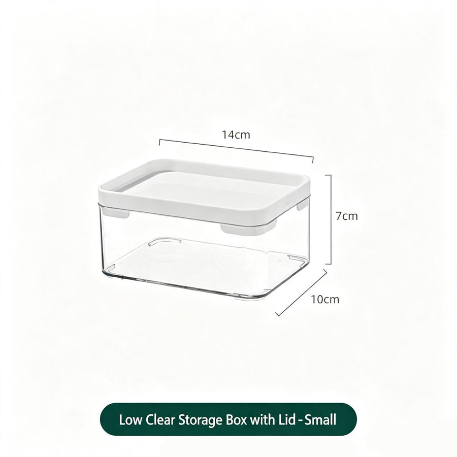 Clear Storage Box With White Lid, Small Size Acrylic Cosmetic Container