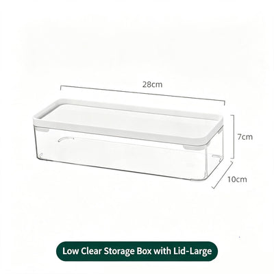 Clear Storage Box With White Lid, Large Size Acrylic Cosmetic Container