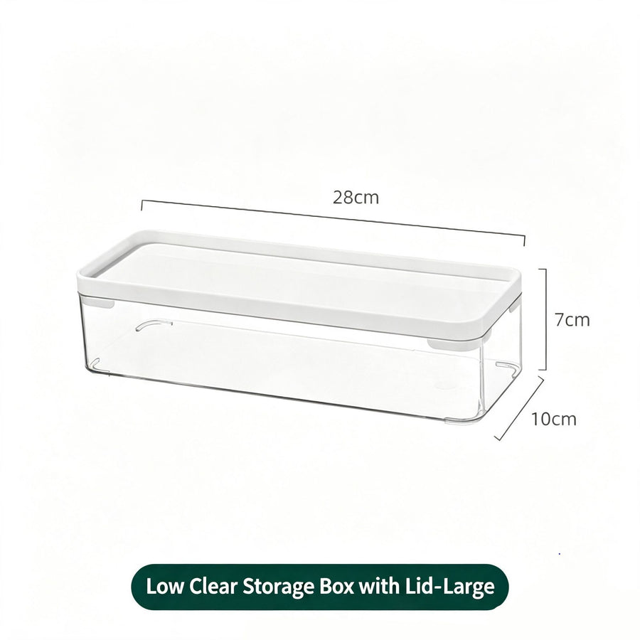 Clear Storage Box With White Lid, Large Size Acrylic Cosmetic Container