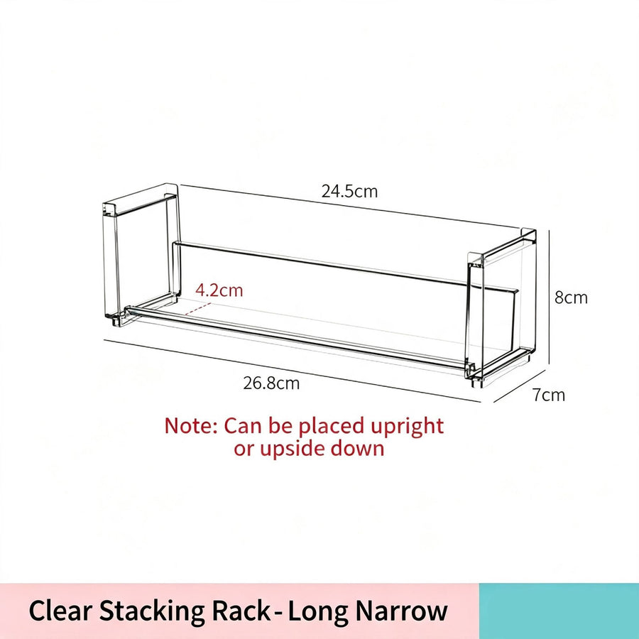 Simple Clear Acrylic Tier Shelf, Long Narrow Design For Mirror Cabinet Storage