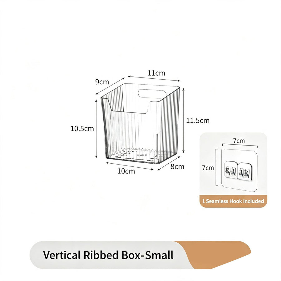 Vertical Texture Clear Storage Box, Small Size With Hook, Hanging Cosmetic Organiser