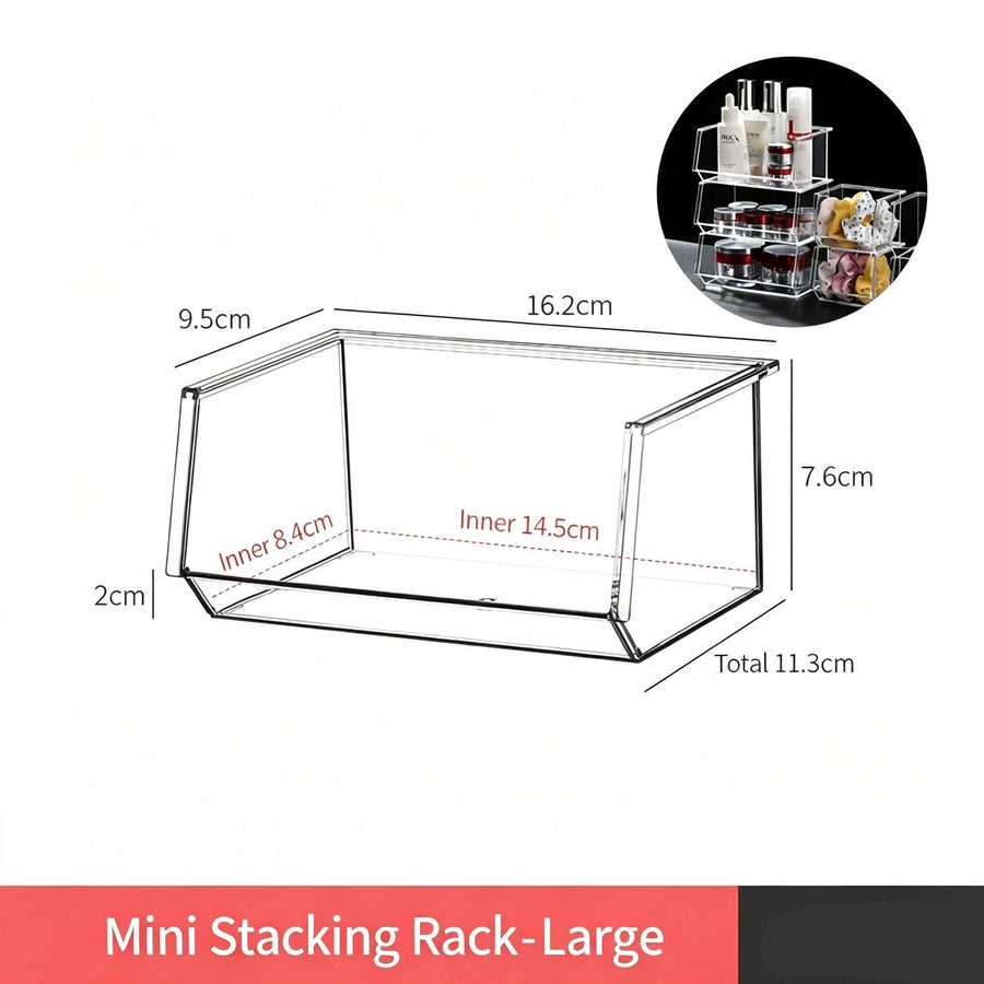 Stackable Mini Acrylic Storage Rack, Large Size For Vanity And Bathroom Cabinet