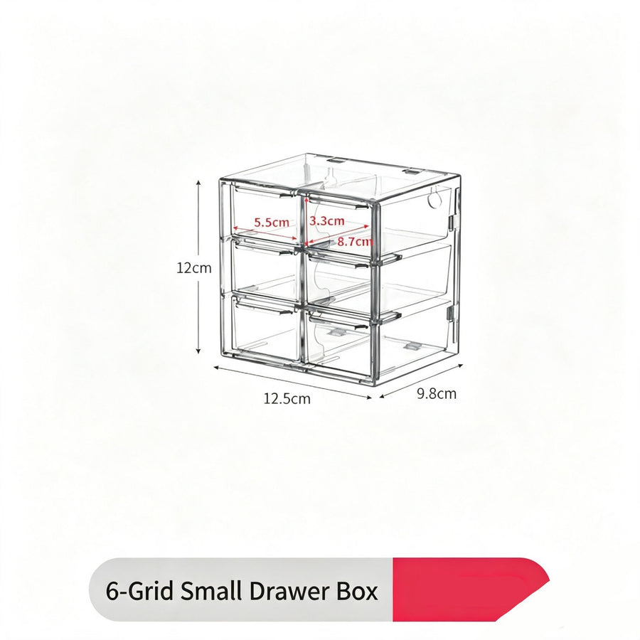 Clear 6 Grid Cosmetic Storage Box, Acrylic Organiser For Lipstick & Makeup Tools