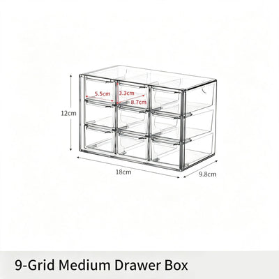 Clear 9 Grid Cosmetic Storage Box, Medium Size Acrylic Vanity Organiser