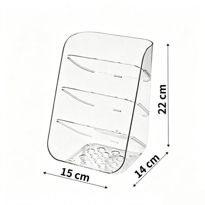 Round Base Slanted 3 Grid Storage Rack, Clear Acrylic Makeup Brush Holder