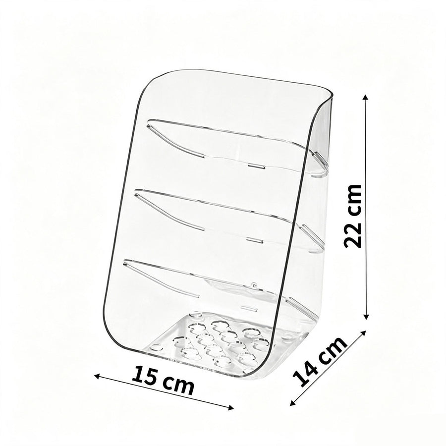 Round Base Slanted 3 Grid Storage Rack, Clear Acrylic Makeup Brush Holder