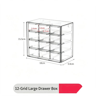 Clear 12 Grid Cosmetic Organiser, Large Capacity Acrylic Storage Tray For Vanity