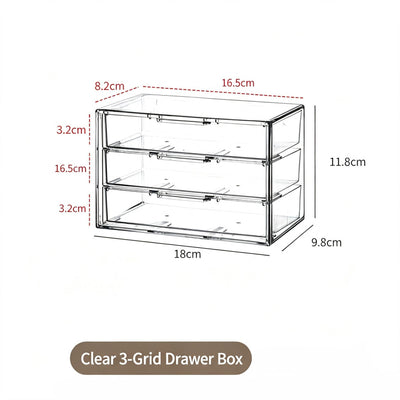 Clear 3 Grid Drawer Organiser, Acrylic Cosmetic Storage For Mirror Cabinet