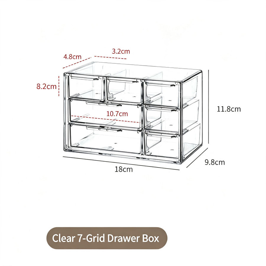 Clear 7 Grid Drawer Organiser, Acrylic Cosmetic Storage For Mirror Cabinet