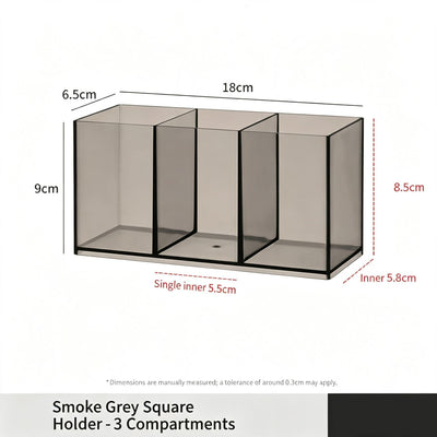 Grey Square Storage Tube, 3 Compartments Acrylic Cosmetic Holder