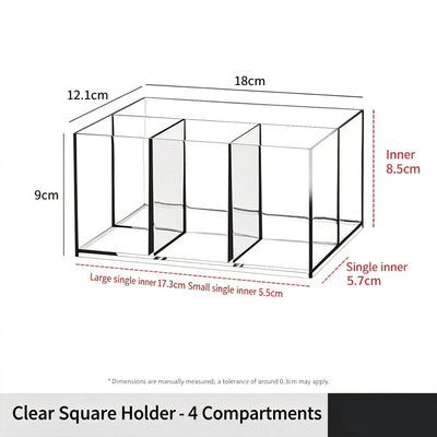 Clear Square Storage Tube, 4 Compartments Acrylic Cosmetic Holder