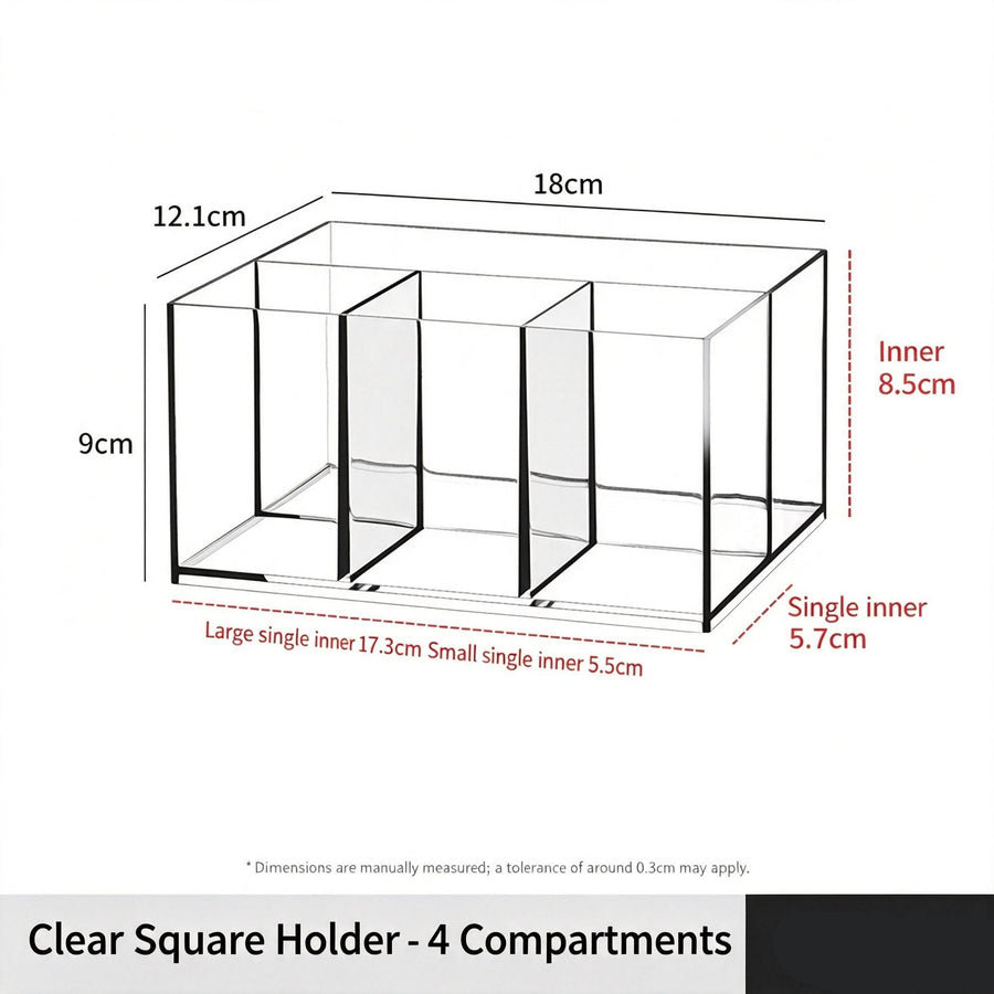 Clear Square Storage Tube, 4 Compartments Acrylic Cosmetic Holder