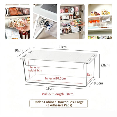 Under Cabinet Hanging Drawer Box, Large Size Clear Acrylic Cosmetic Organiser