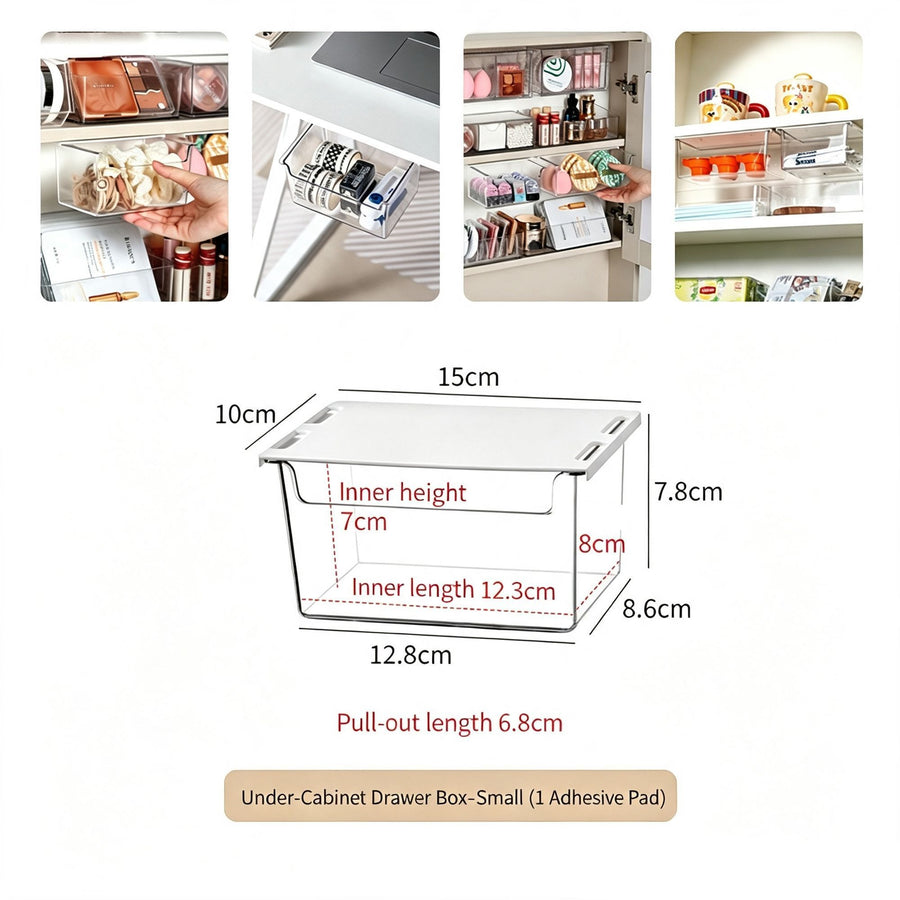 Under Cabinet Hanging Drawer Box, Small Size Clear Acrylic Cosmetic Organiser