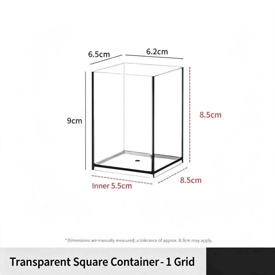 Clear Square Storage Tube, 1 Compartment Acrylic Cosmetic Holder