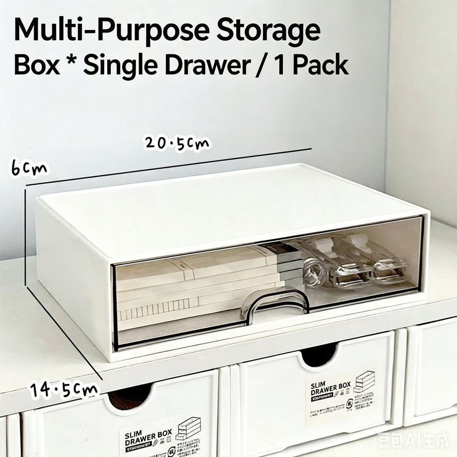 Single Drawer Desktop Stationery Organiser, Sturdy Thickened Storage Box, Smart Desk Solution To Eliminate Desktop Mess
