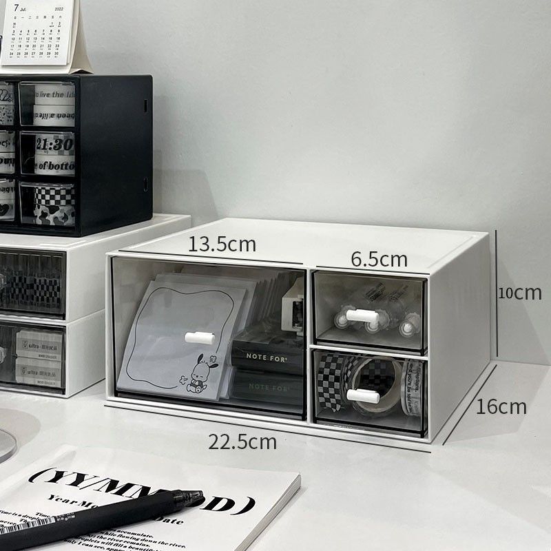 Three Grid Single Layer Desktop Storage Case, Durable Desk Organiser, Multi Slot Caddy For Simple And Convenient Item Classification