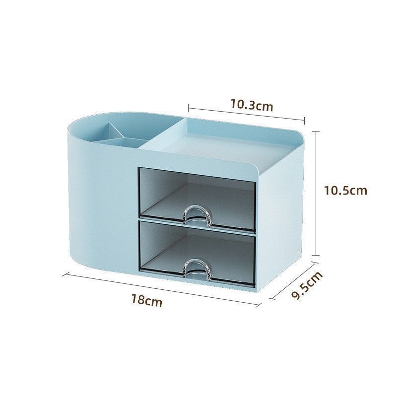 Blue Semicircle Desktop Stationery Caddy, Thickened Non-Toxic Storage Organiser, Fresh Looking Rack For Bright Office Environment