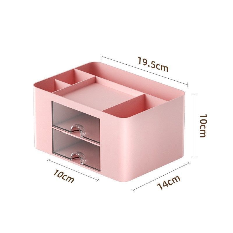 Pink Multi Grid Desktop Storage Box, Non-Toxic Thickened Desk Organiser, Sweet Table Decor For Warm Home Office Layout
