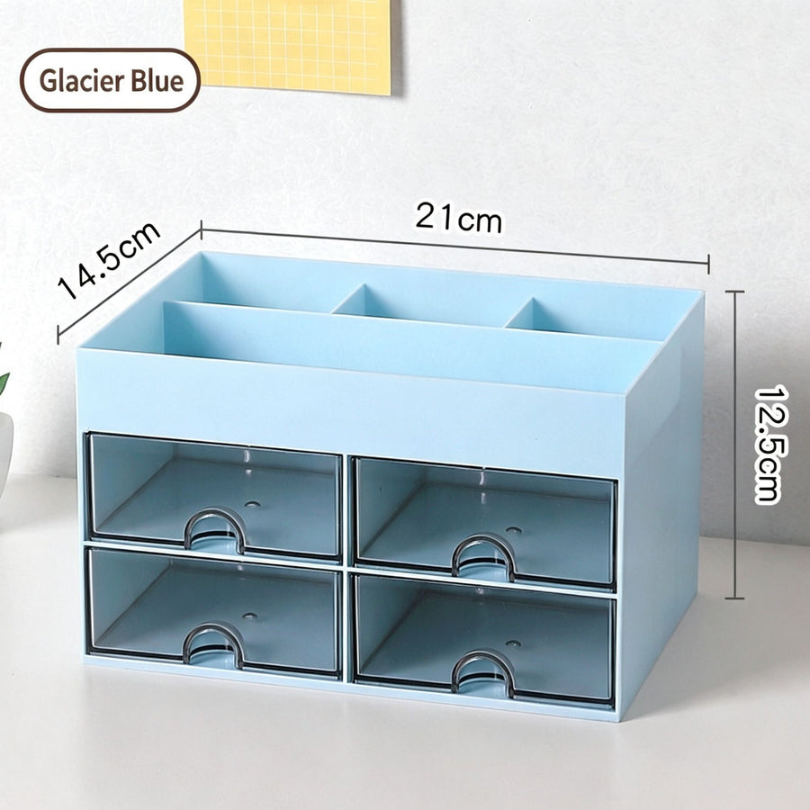 Blue Multi-Drawer Desktop Storage Box, Non-Toxic Thickened Organiser, Practical Rack For Contemporary Neat Office Desks