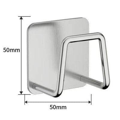 No Drill Wall Mount Bathroom Storage Hook, Household Sponge Holder, Silver 50mm, Simple Design For Modern Compact Washroom