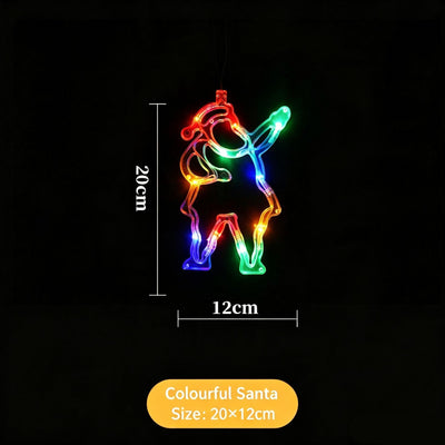 Festive Battery Operated Suction Cup Lights, Colourful Santa Claus LED Curtain Light, Create Joyful Christmas Atmosphere
