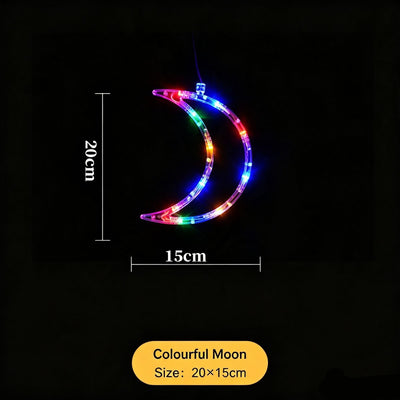 LED Battery Window Suction Lights, Colourful Moon Curtain Fairy Lights, Elegant Christmas Home Window Decorations
