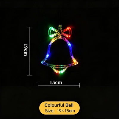 Indoor Christmas LED Suction Lights, Colourful Bell Shape Fairy Lights, Beautiful Window Holiday Lighting Ornament