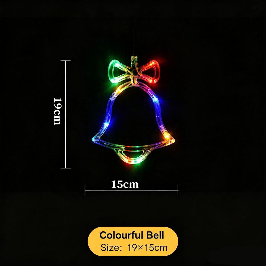 Indoor Christmas LED Suction Lights, Colourful Bell Shape Fairy Lights, Beautiful Window Holiday Lighting Ornament