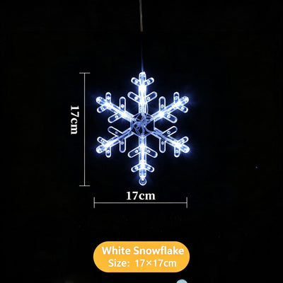 White Light Snowflake LED Suction Cup Lights, Battery Powered Christmas Curtain Lamp, Simple Winter Window Decor