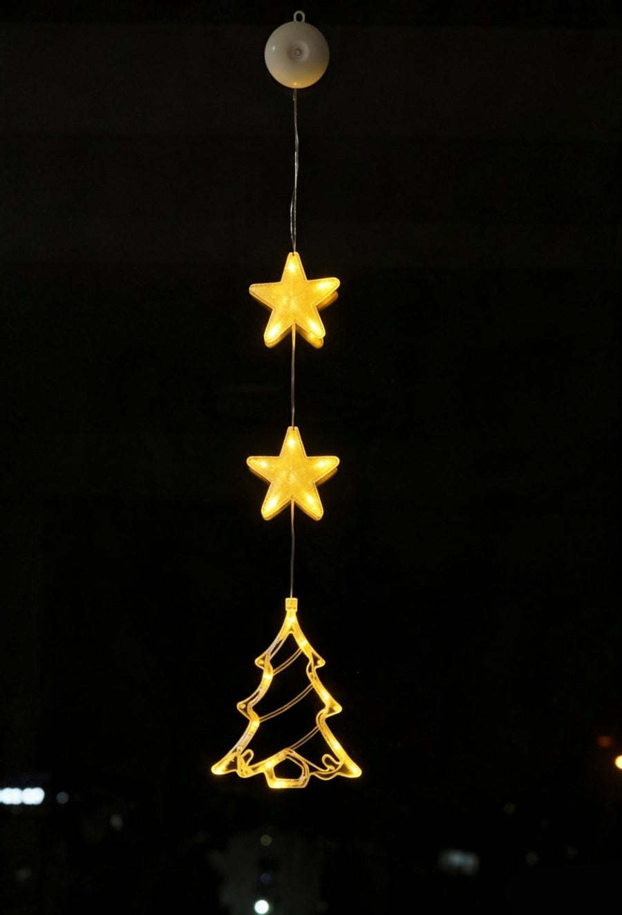 Three-Pattern Hanging Suction Cup Lights, Warm White Christmas Tree LED Lamp, Wonderful Holiday Atmosphere Creator