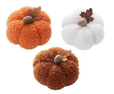 Assorted Fabric Plush Pumpkin Decor Set, Orange Coffee White Pumpkin Ornaments, All-In-One Props For Halloween, Thanksgiving And Christmas Window & Table Layout