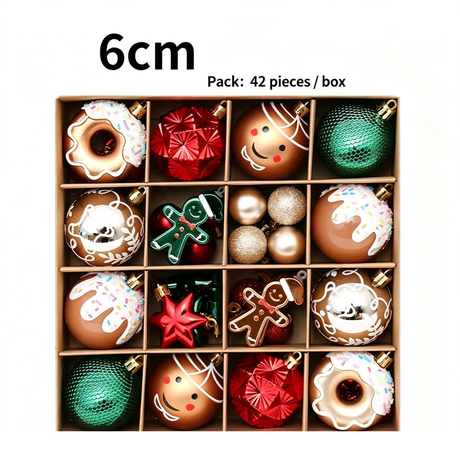 Premium Painted Christmas Ball Decor Kit, 42 Pack Festive Tree Hanging Decor, Red Green Gold Mixed Ornament Set