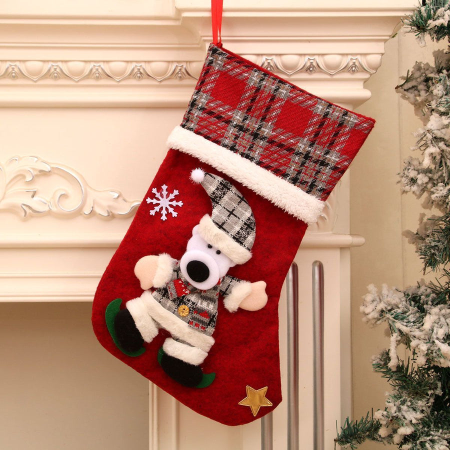 Oversized 3D Christmas Stocking With Bear Design, Holiday Gift Sack For Xmas Decor, 40*25cm