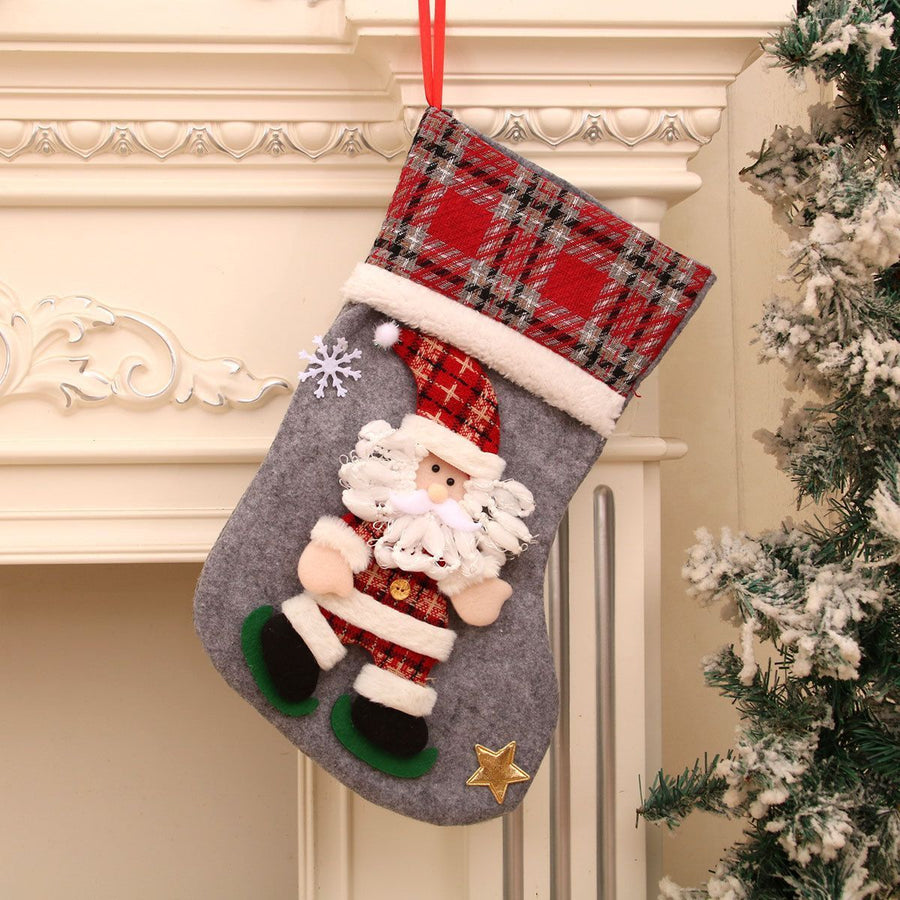 3D Oversized Santa Christmas Stocking, Practical Xmas Gift Bag & Tree Pendant, 40*25cm