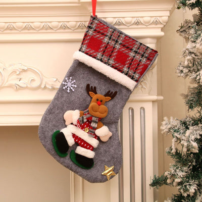 3D Oversized Reindeer Christmas Stocking, Festive Hanging Present Bag For Xmas, 40*25cm