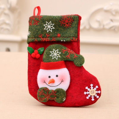 Snowflake Pattern Small Snowman Stocking, Mini Xmas Hanging Gift Bag Decor, 16*13cm